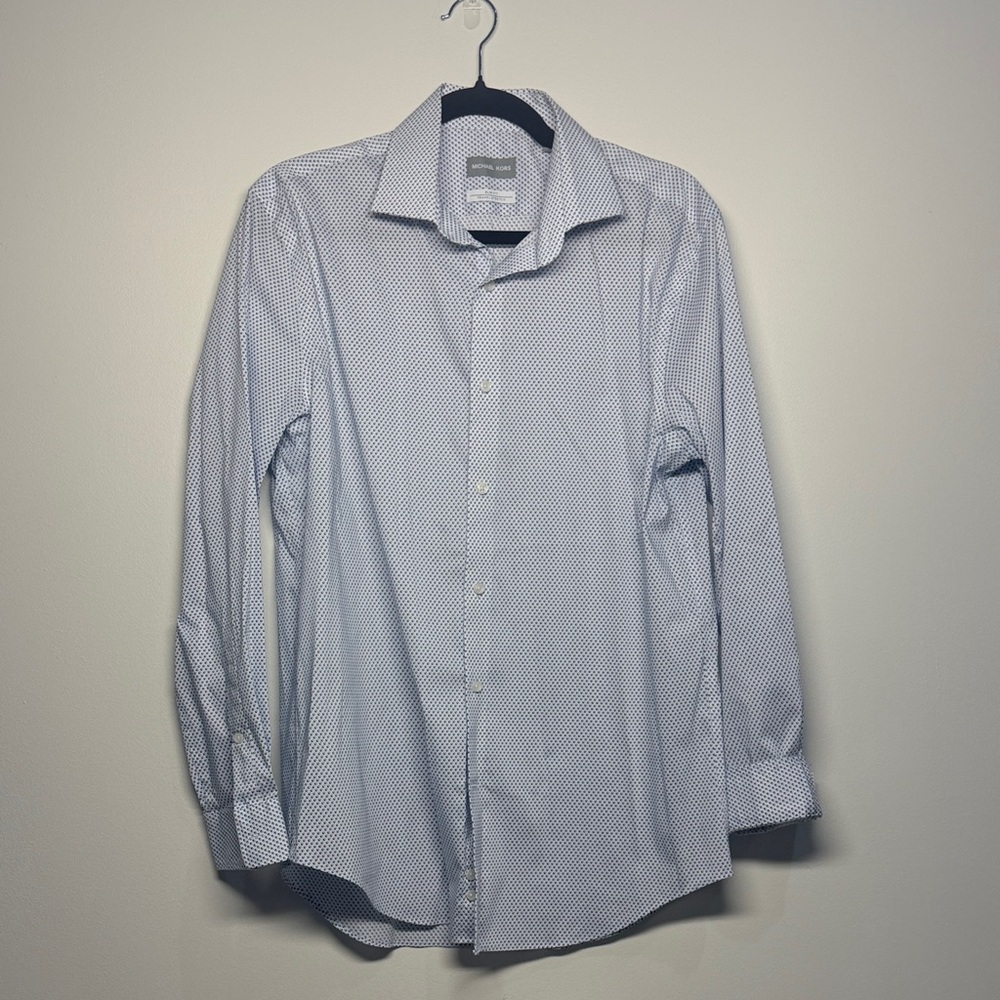 Michael Kors White and Blue Checkered Dress Shirt